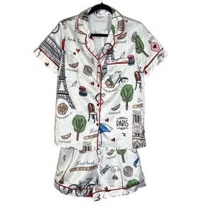 Sheshow Satin Paris Themed Pajama Set